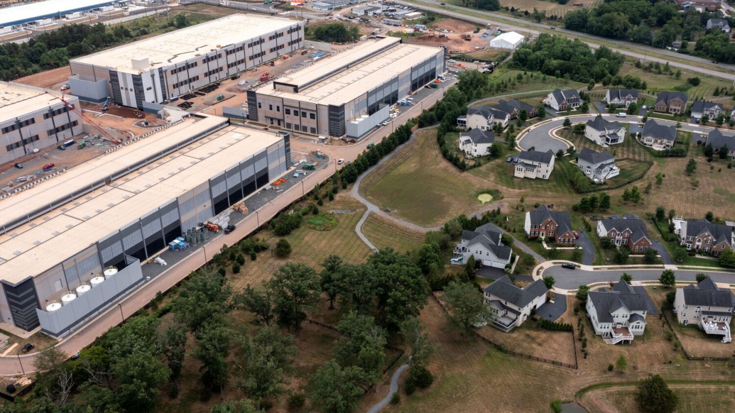 An Amazon data center next door to homes in Virginia.