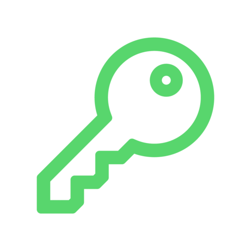 Green icon of a key