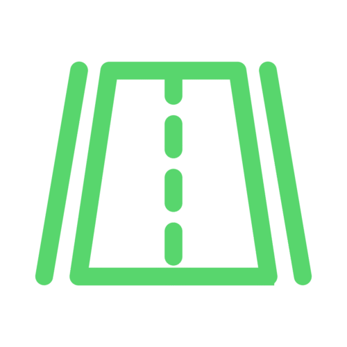Green icon of a road